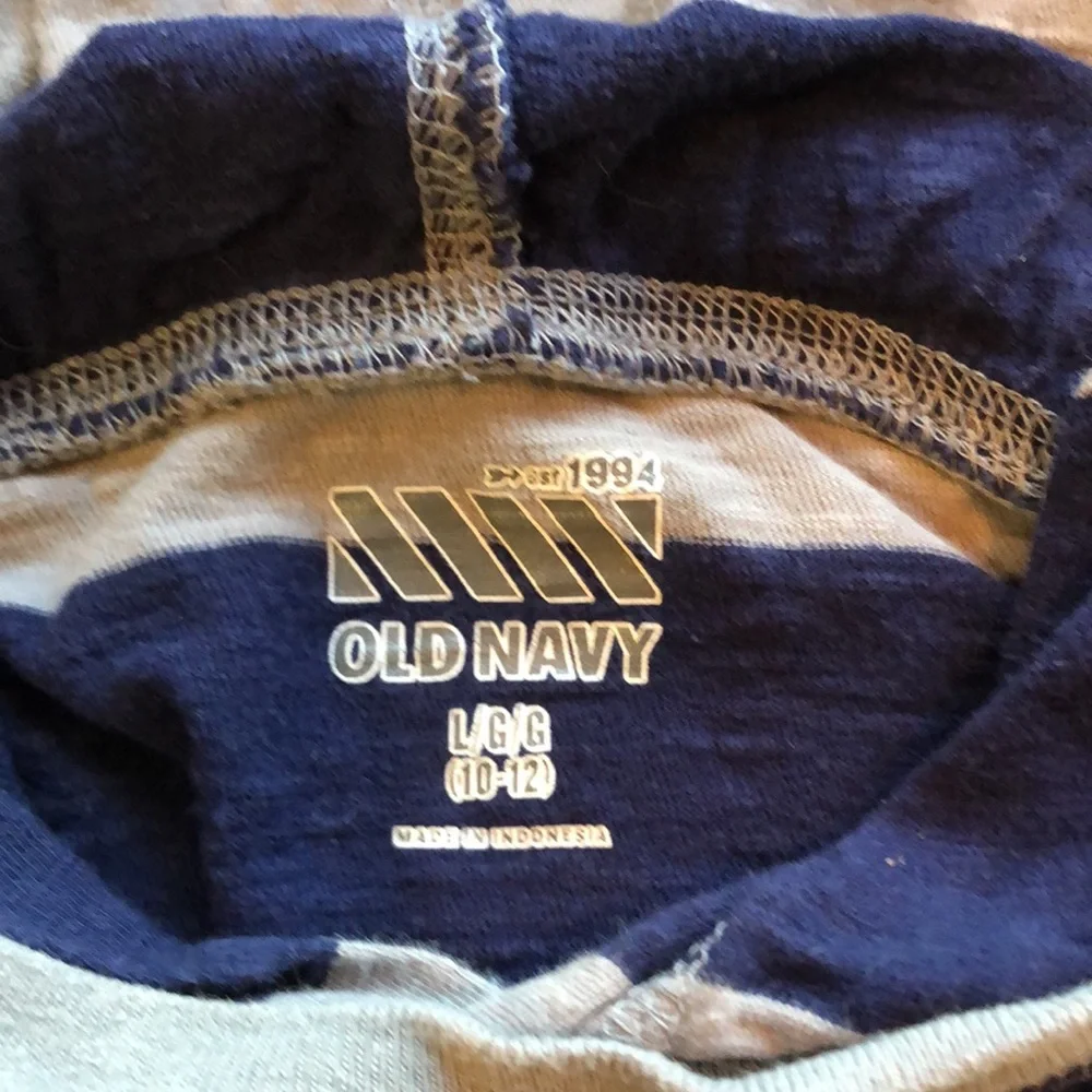 Old Navy Boys Stripped Hoodie Pull Over Tee Shirt